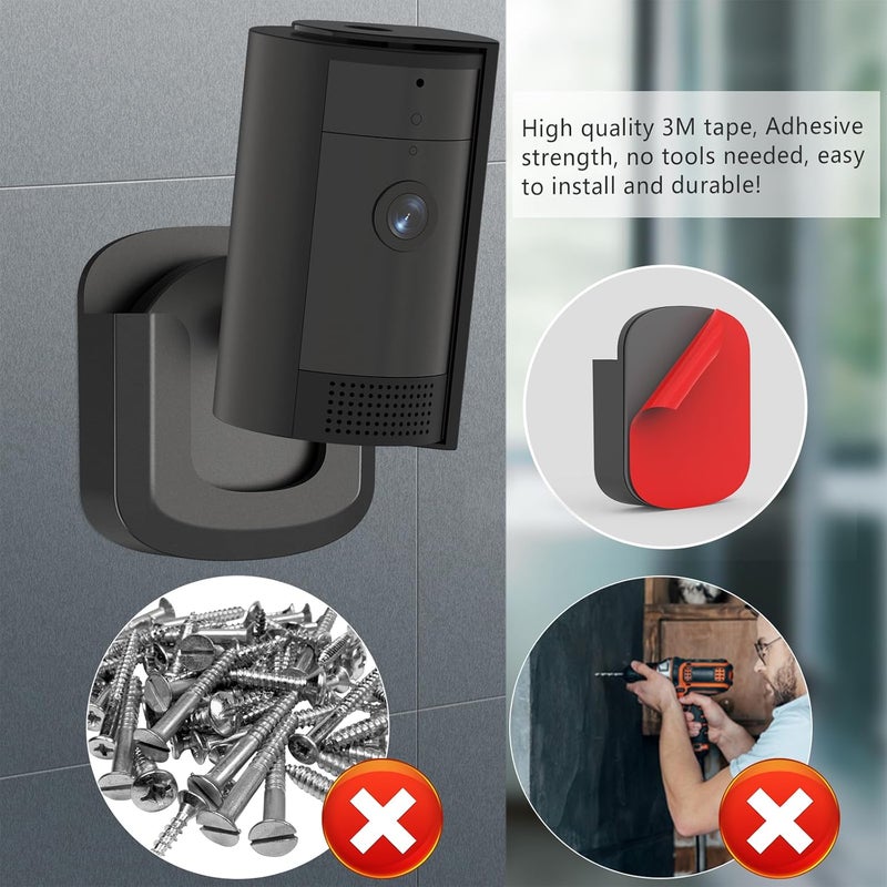 Pefecon 3 Pack Wall Mount Bracket for Camera, Adhesive Camera Mount, No Drill No Screws(Black, Camera not Included) - Image 5